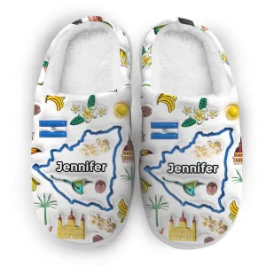 Custom Nicaragua Map And Symbols Slippers