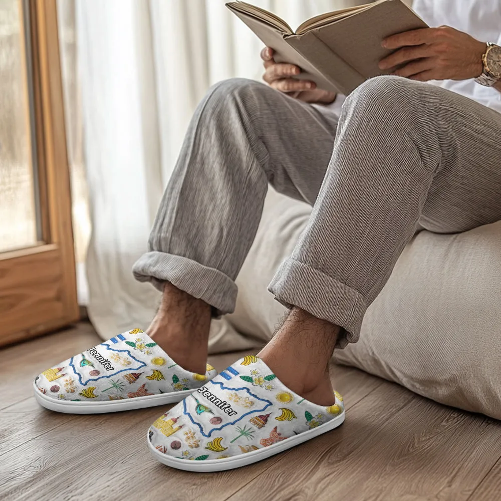 Custom Nicaragua Map And Symbols Slippers
