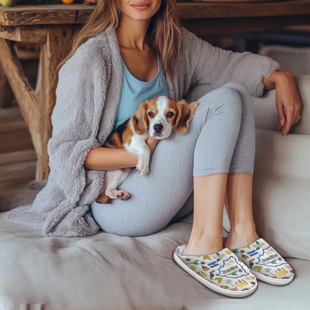 Custom Nicaragua Map And Symbols Slippers