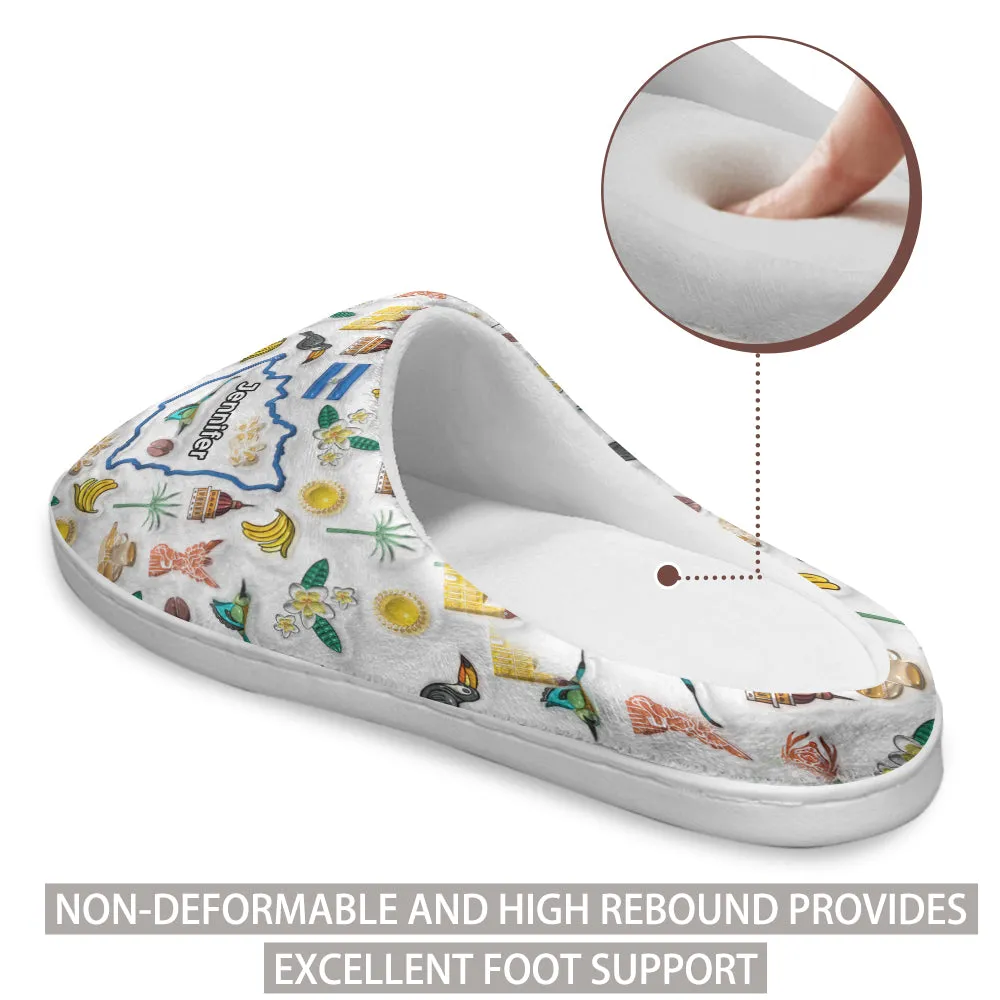 Custom Nicaragua Map And Symbols Slippers