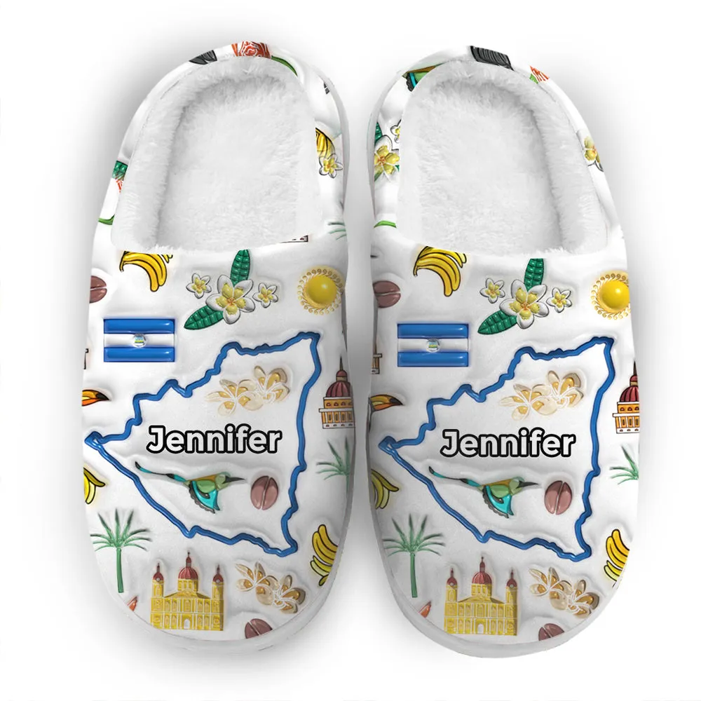 Custom Nicaragua Map And Symbols Slippers
