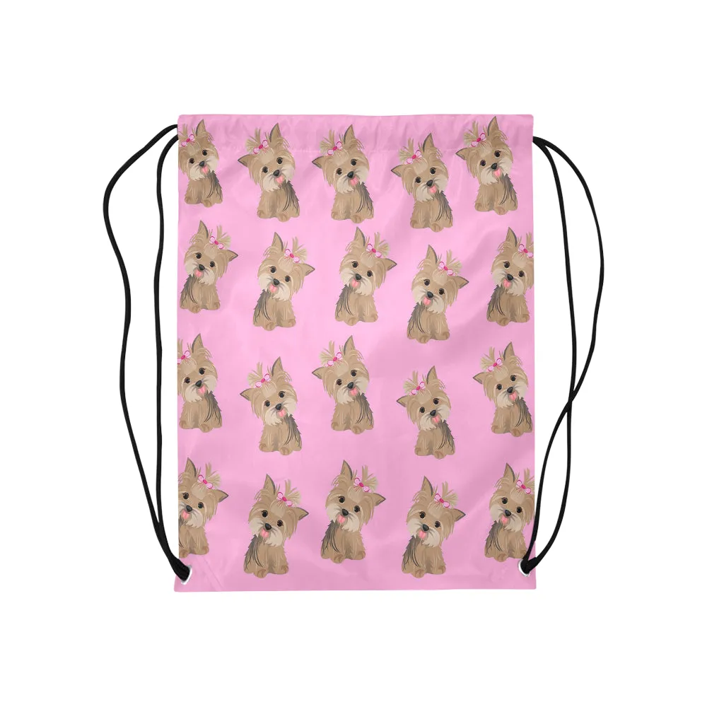 Cute Yorkie Drawstring Bag