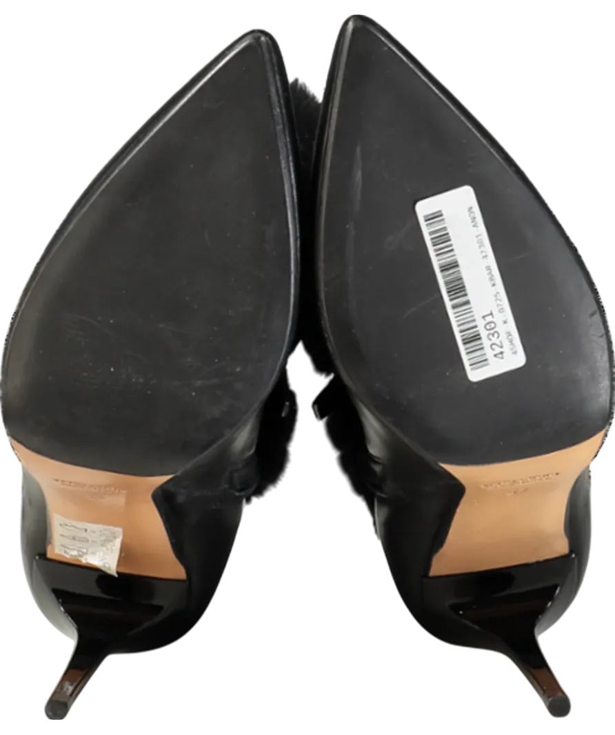 Daniel Black Fur Leather Ankle Boot Heels UK 4 EU 37 👠