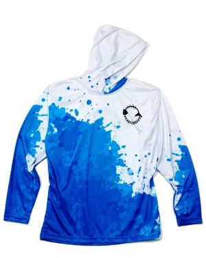 Dead Fish Hook Blue and White Fish Performance Shirt Youth