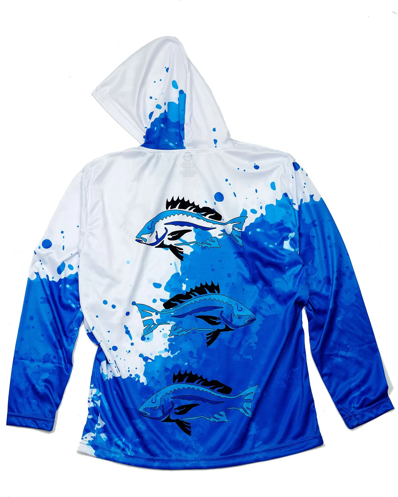 Dead Fish Hook Blue and White Fish Performance Shirt Youth