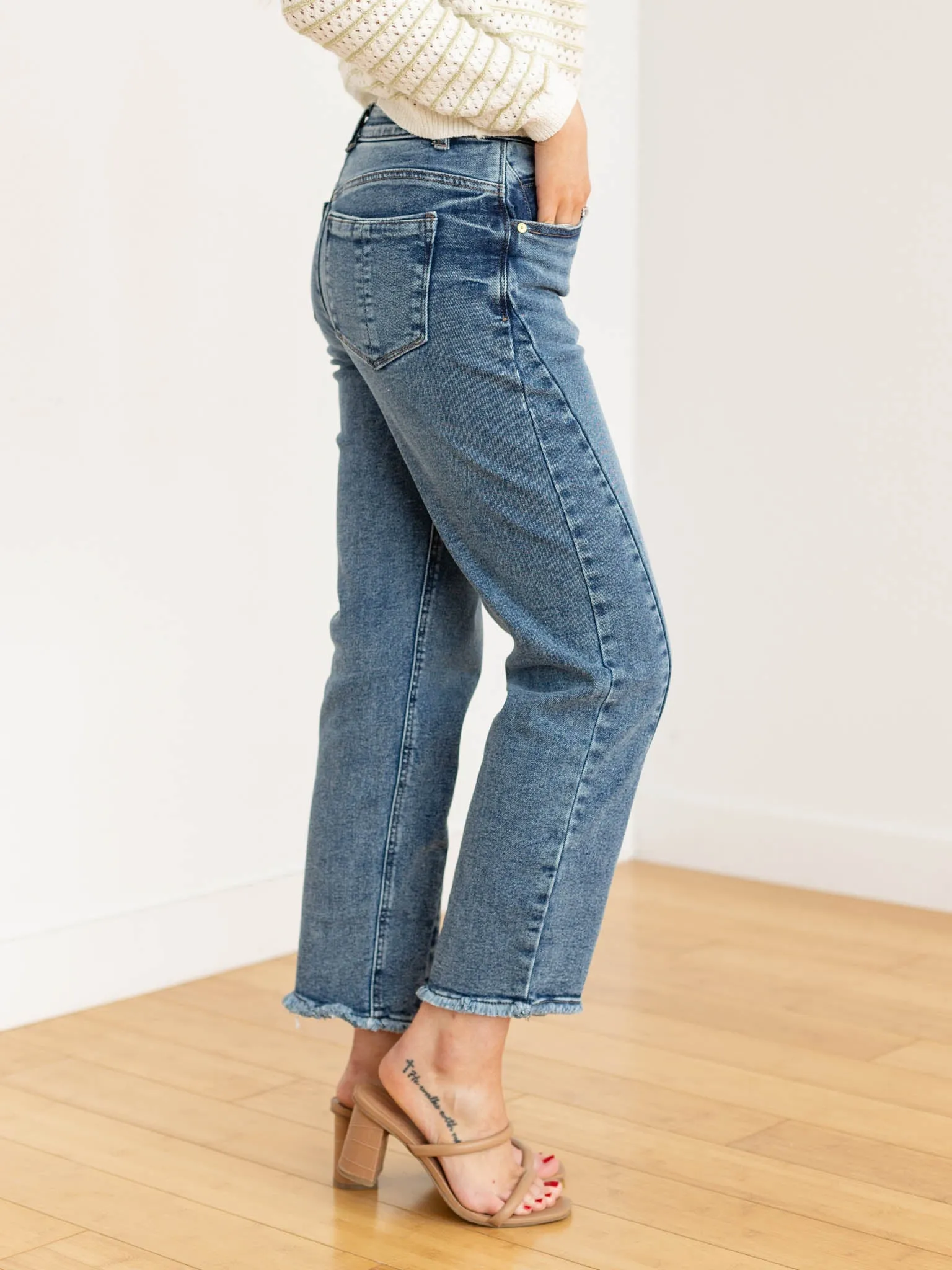 Democracy Ab Solution Ankle Straight Step Fray Hem