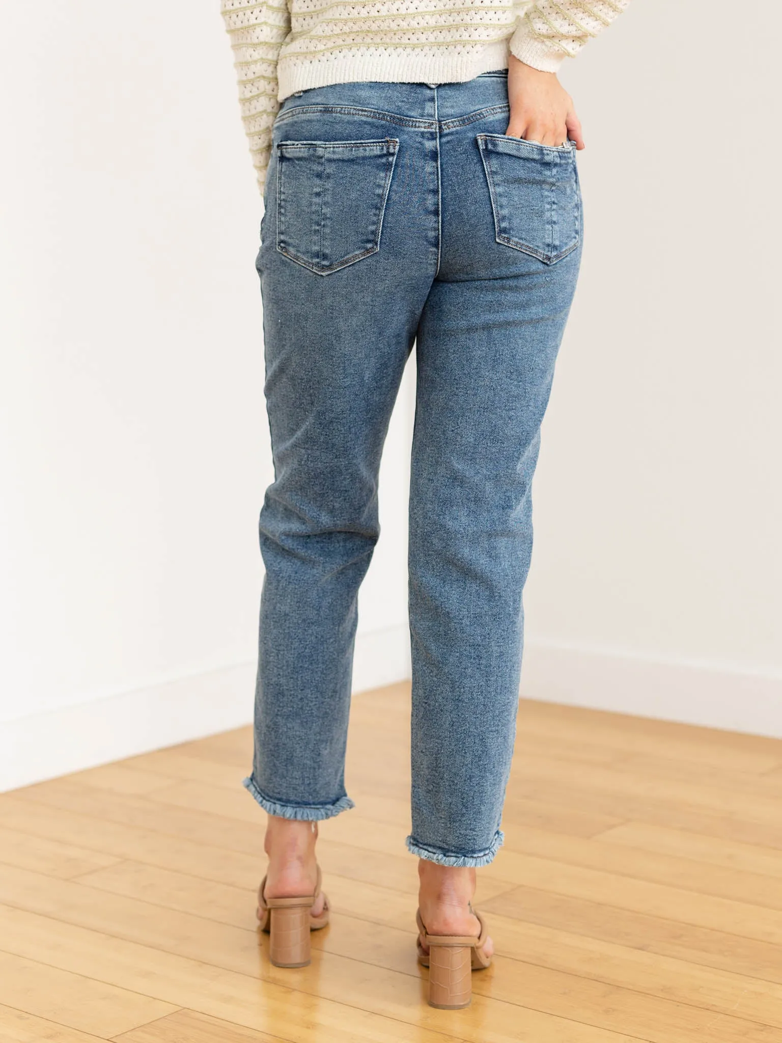 Democracy Ab Solution Ankle Straight Step Fray Hem