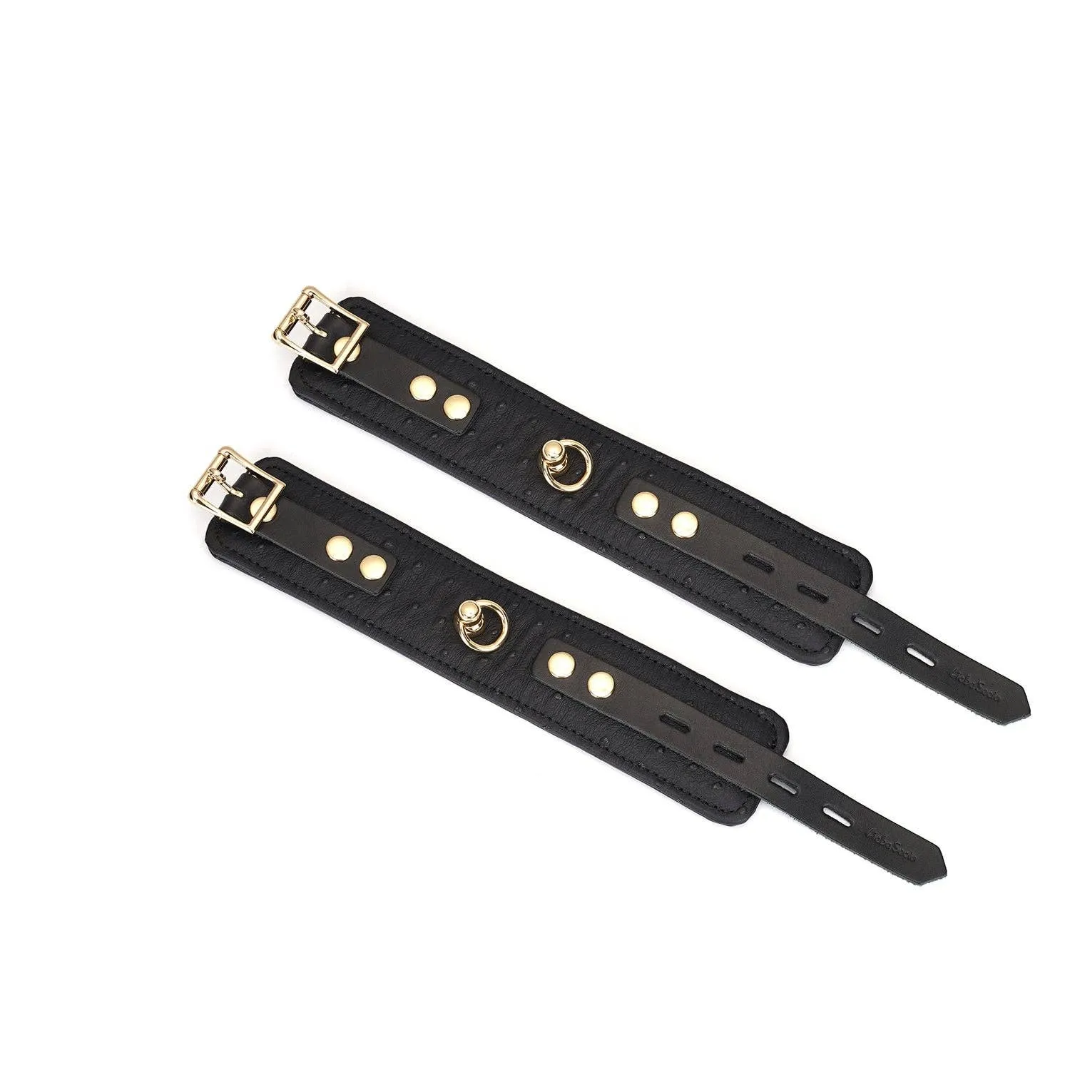 Demon's Kiss Black Leather Ankle Cuffs with Locking Buckles