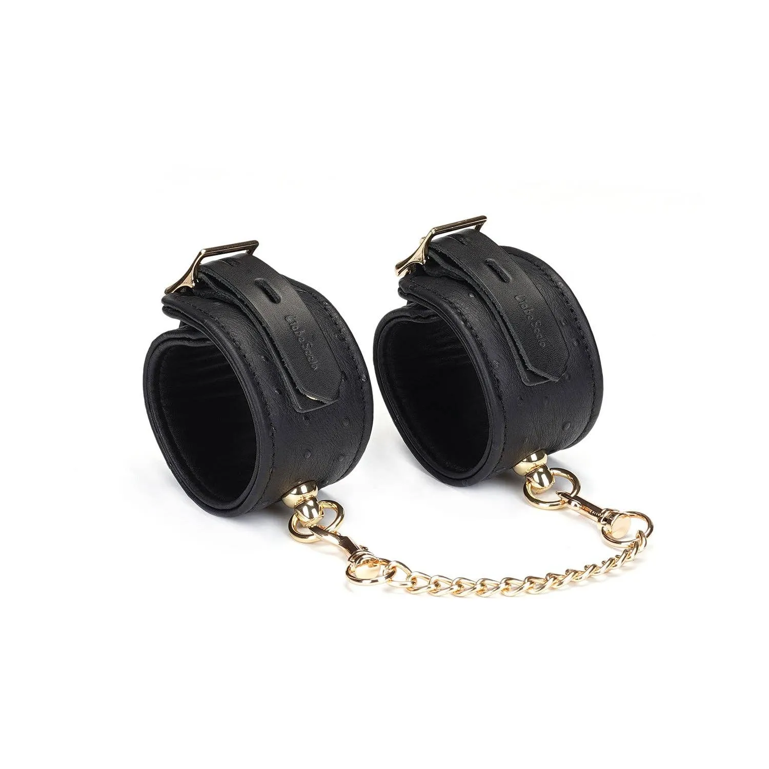 Demon's Kiss Black Leather Ankle Cuffs with Locking Buckles
