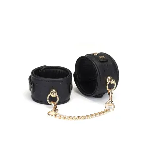 Demon's Kiss Black Leather Ankle Cuffs with Locking Buckles