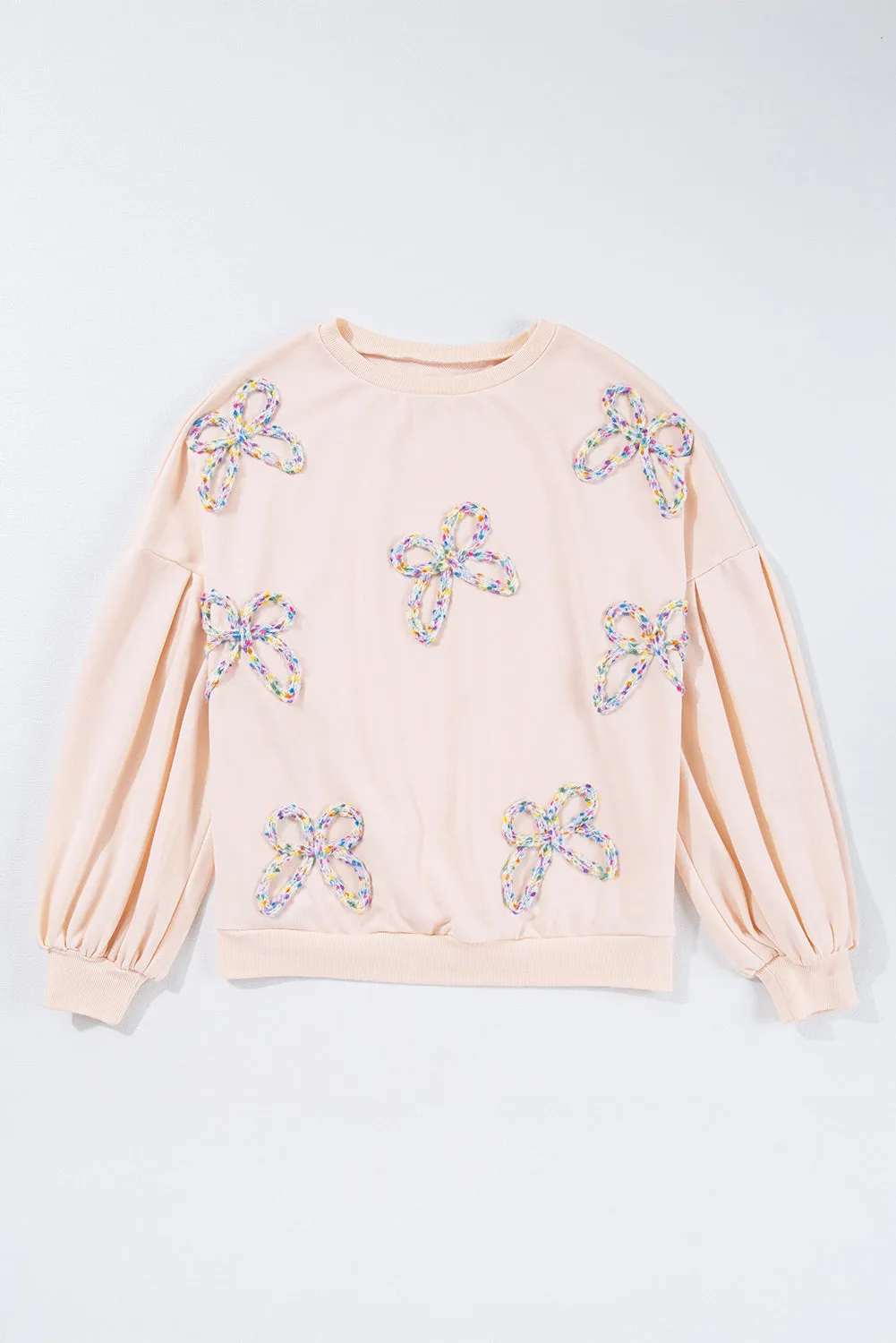Embroidered Bow Sweatshirt