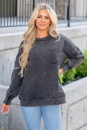 Exposed Seam Round Neck Dropped Shoulder Sweatshirt