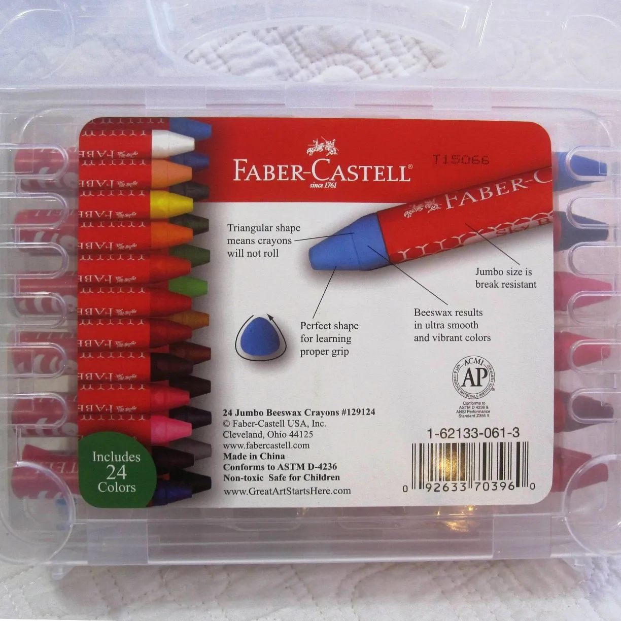 Faber-Castell Beeswax Crayons in a Durable Storage Case, 24 Bright Colors, Ages 3 