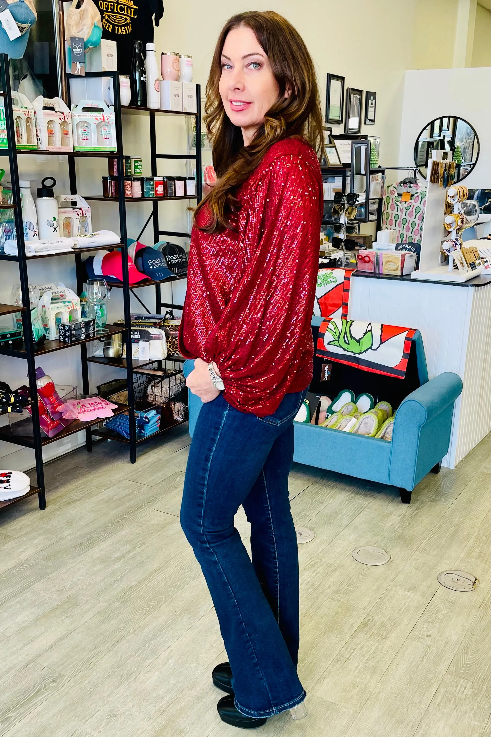 FINAL SALE Edith Embroidered Sequin Blouse