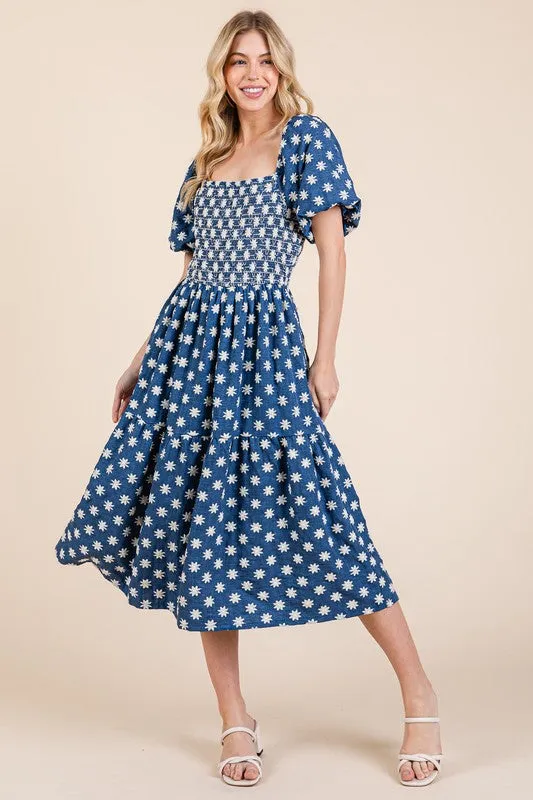Floral Embroidered Midi Dress
