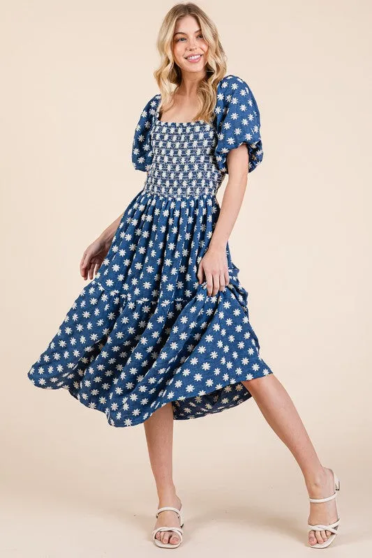 Floral Embroidered Midi Dress