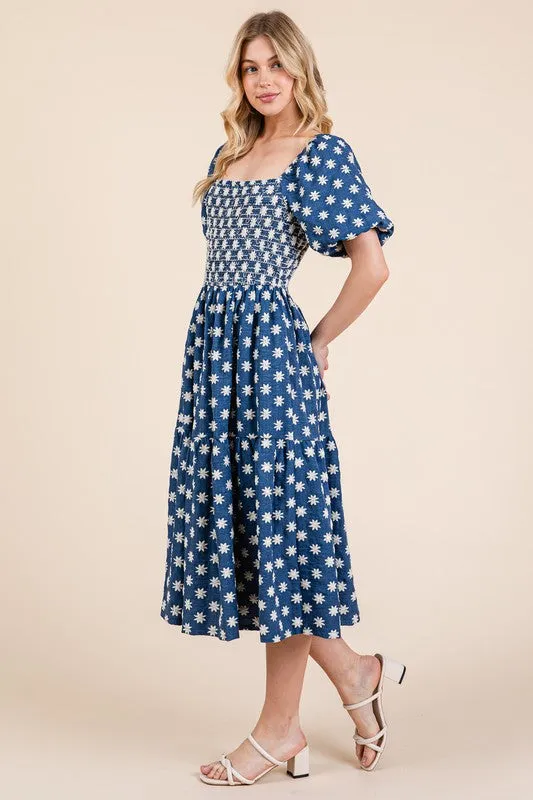 Floral Embroidered Midi Dress