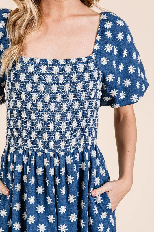 Floral Embroidered Midi Dress