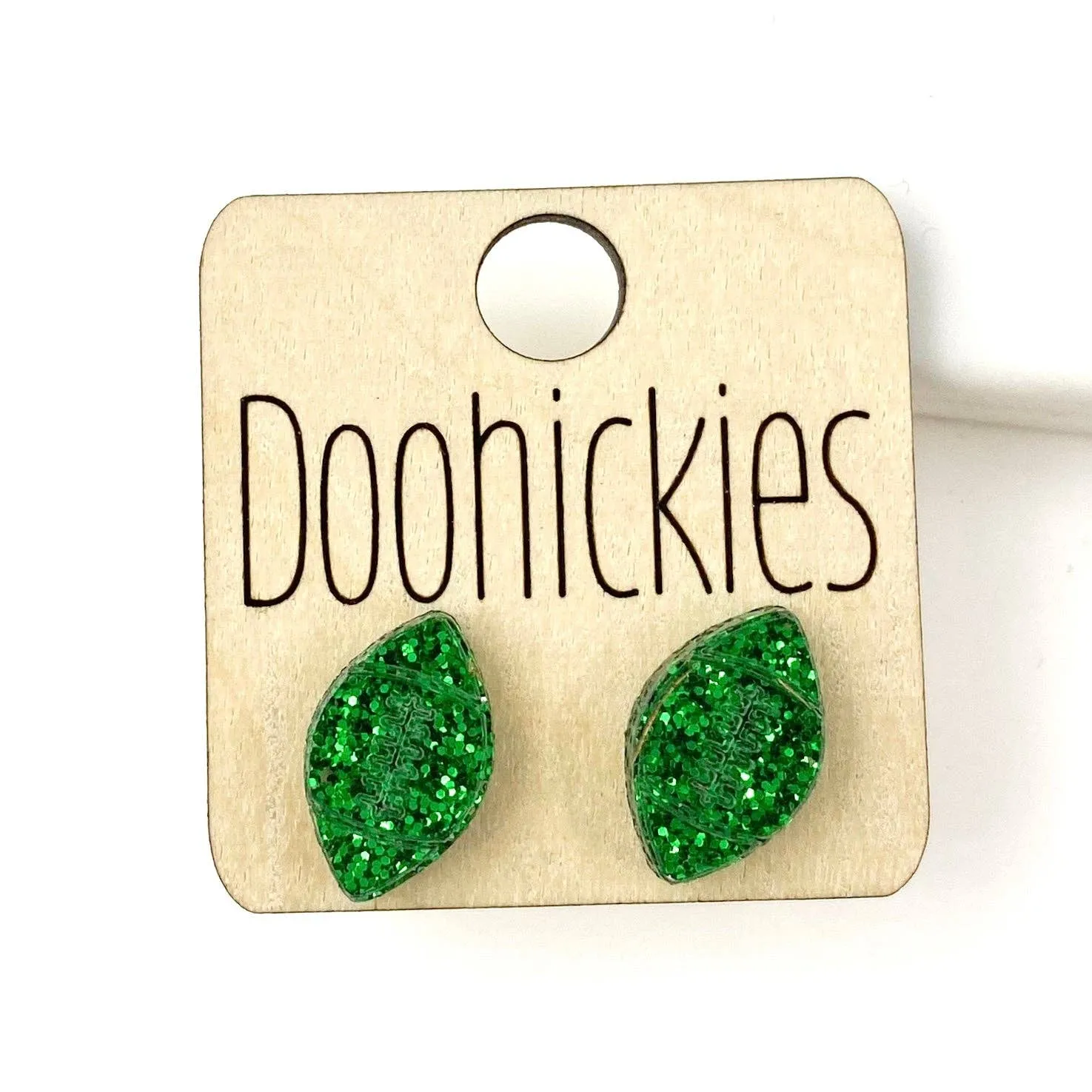 Football Stud Earrings: Maroon Glitter Doohickie