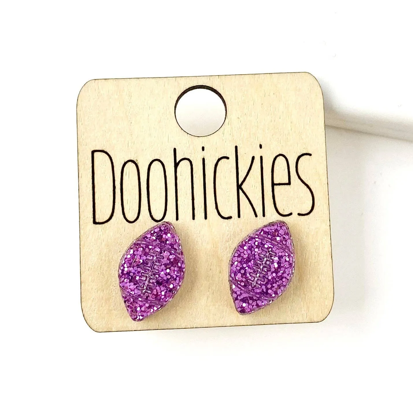 Football Stud Earrings: Maroon Glitter Doohickie