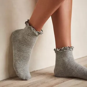 Free People: Classic Ruffle Socks in Steel