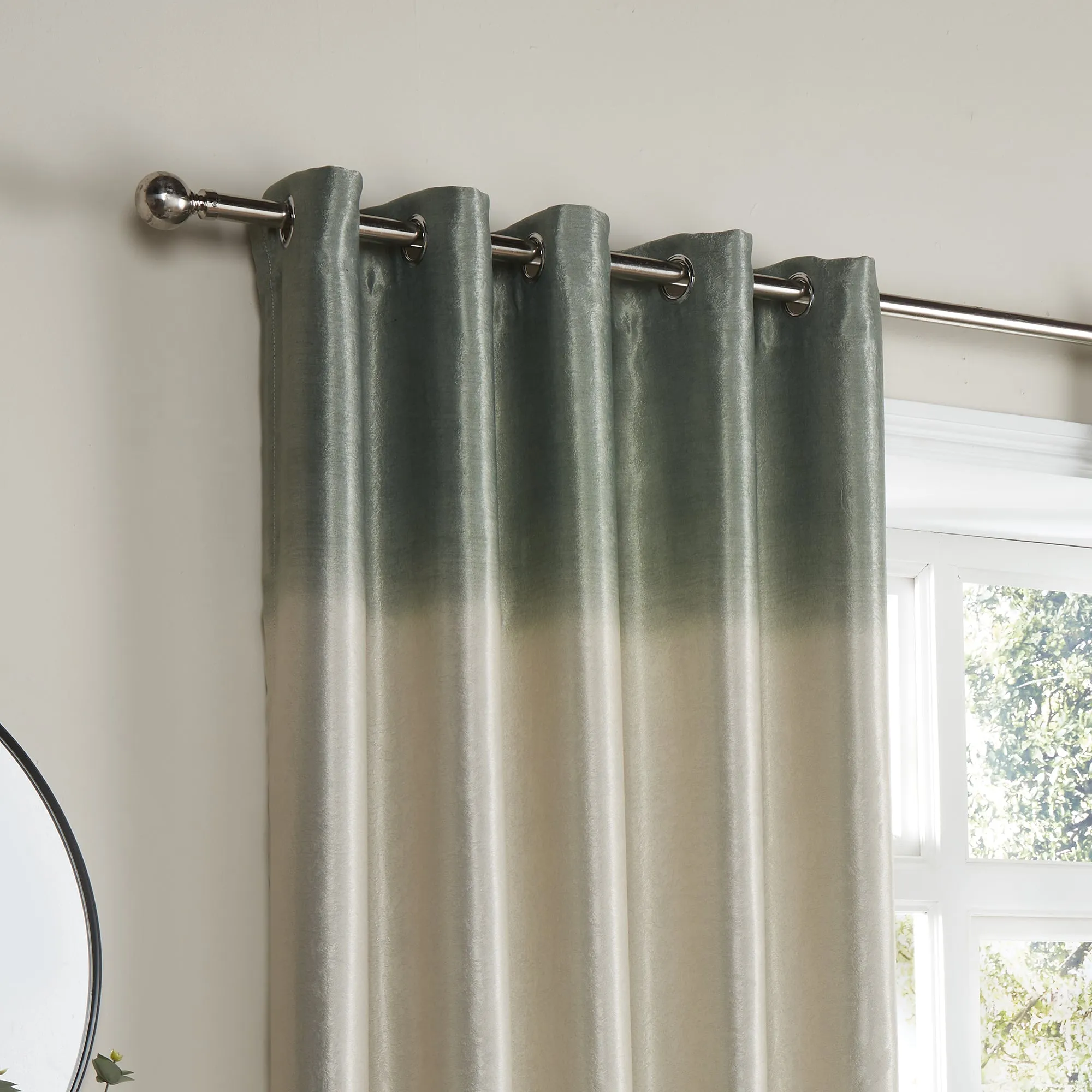 Fusion Ombre Strata Eyelet Curtains  - Green