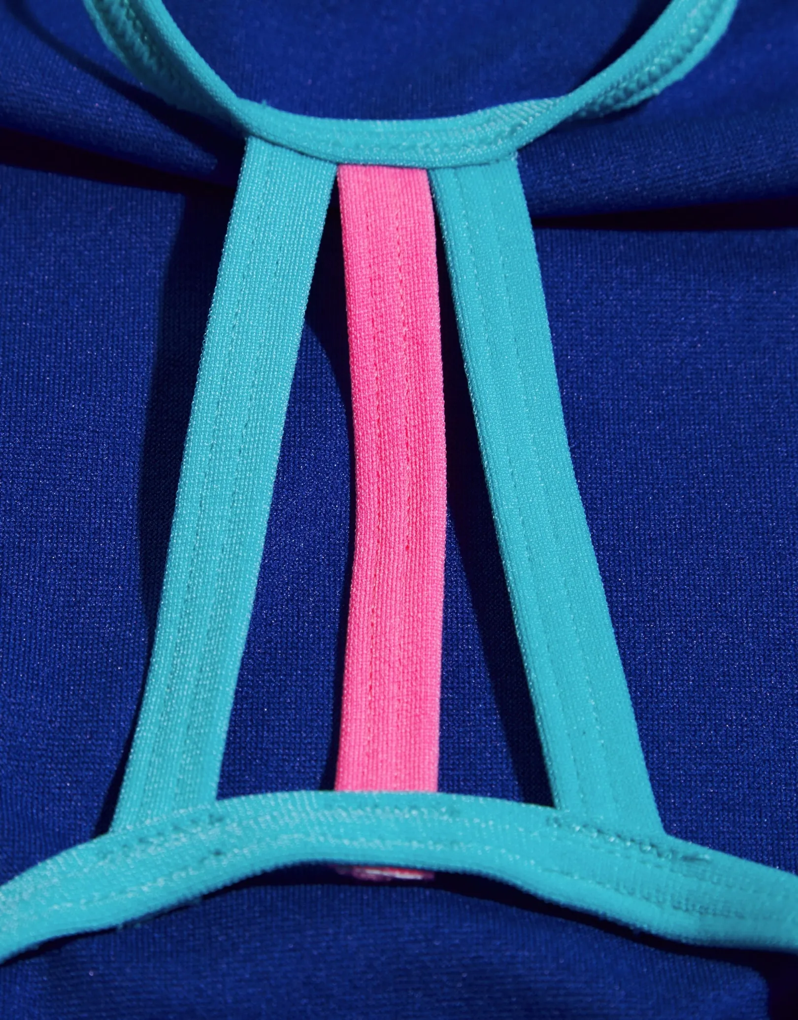Girls Solid Lane Line back Allover Swimsuit - Pink/Blue