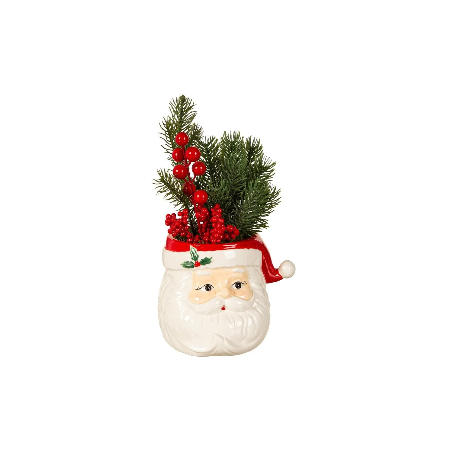 Greenery and Berry Artificial with Santa and Snowman Pot, in Wooden Crate,8flp346