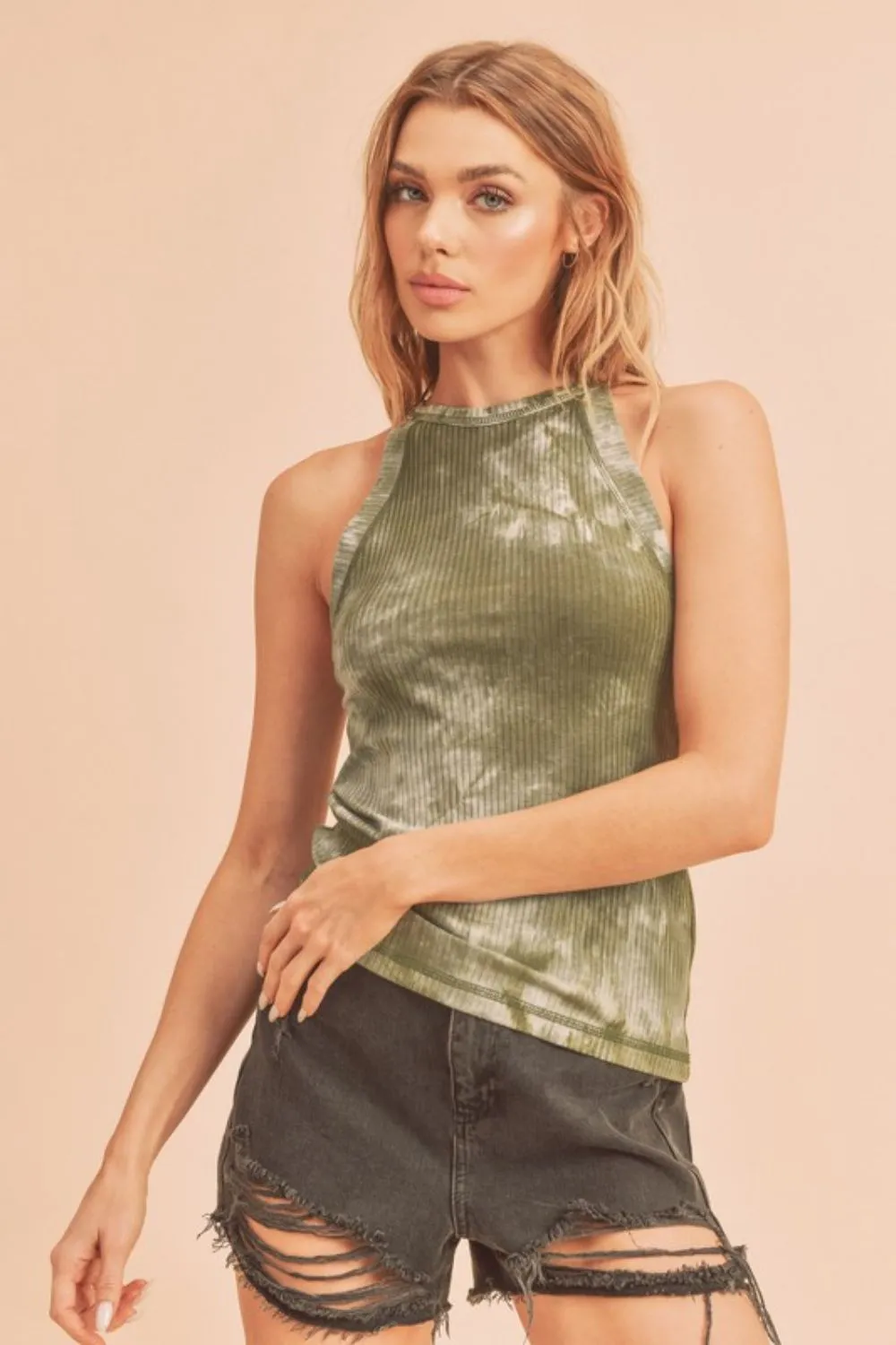 Hazel Blues® |  Aemi   Co Ribbed Tie-Dye Round Neck Tank