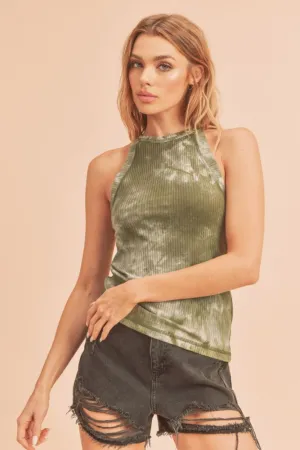 Hazel Blues® |  Aemi   Co Ribbed Tie-Dye Round Neck Tank