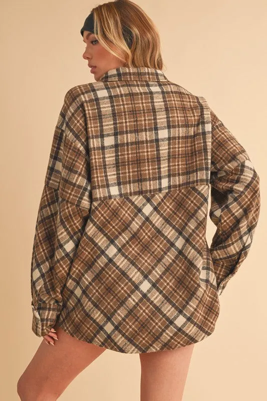Hazel Blues® |  Aemi   Co Slit Plaid Half Zip Drop Shoulder Top