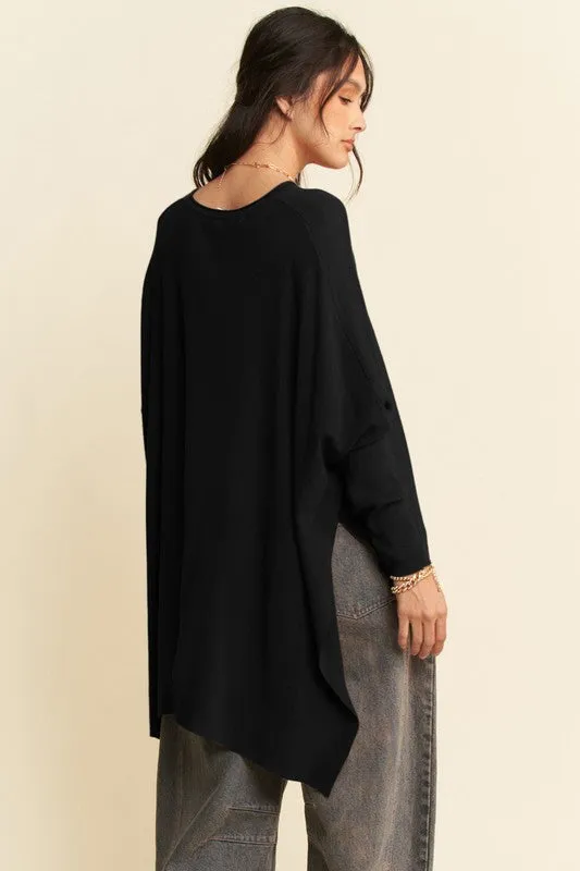 Hazel Blues® |  Davi & Dani High-Low Side Slit Batwing Sleeve Top