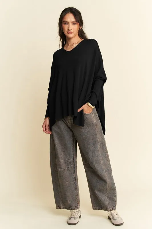 Hazel Blues® |  Davi & Dani High-Low Side Slit Batwing Sleeve Top