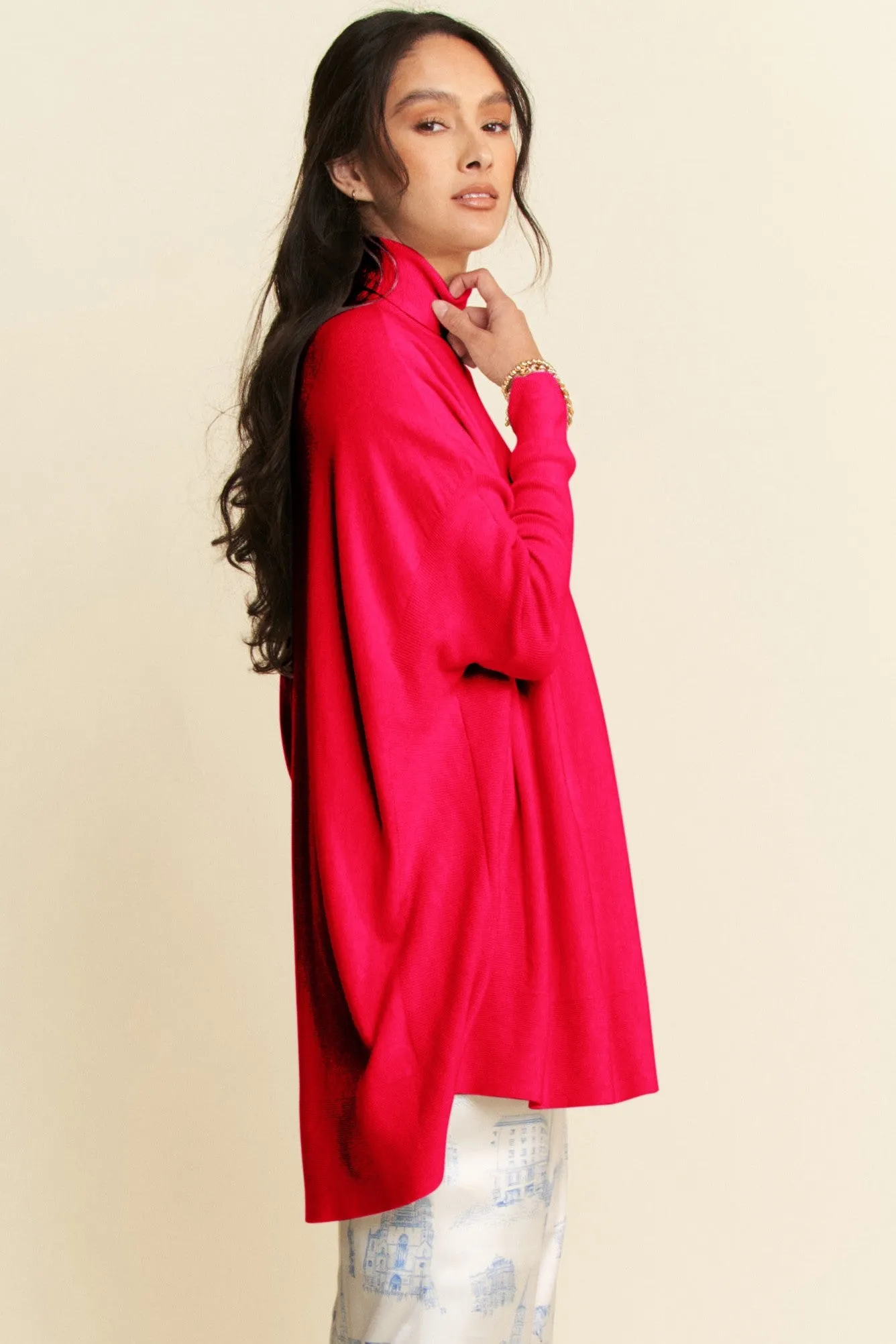 Hazel Blues® |  Davi & Dani High-Low Turtleneck Long Sleeve Knit Top