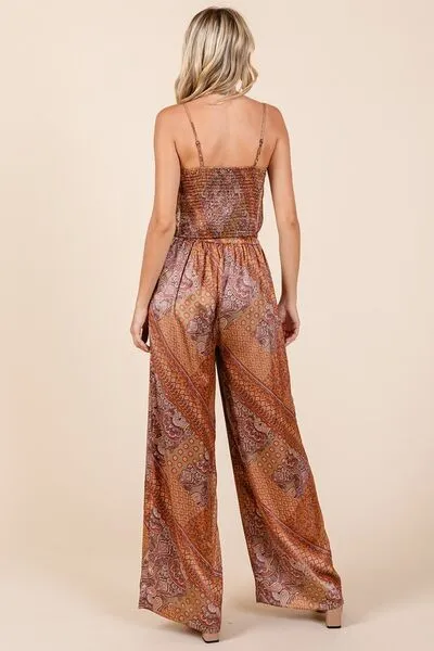 Hazel Blues® |  Mittoshop Paisley Patchwork Print Satin Wide Leg Pants