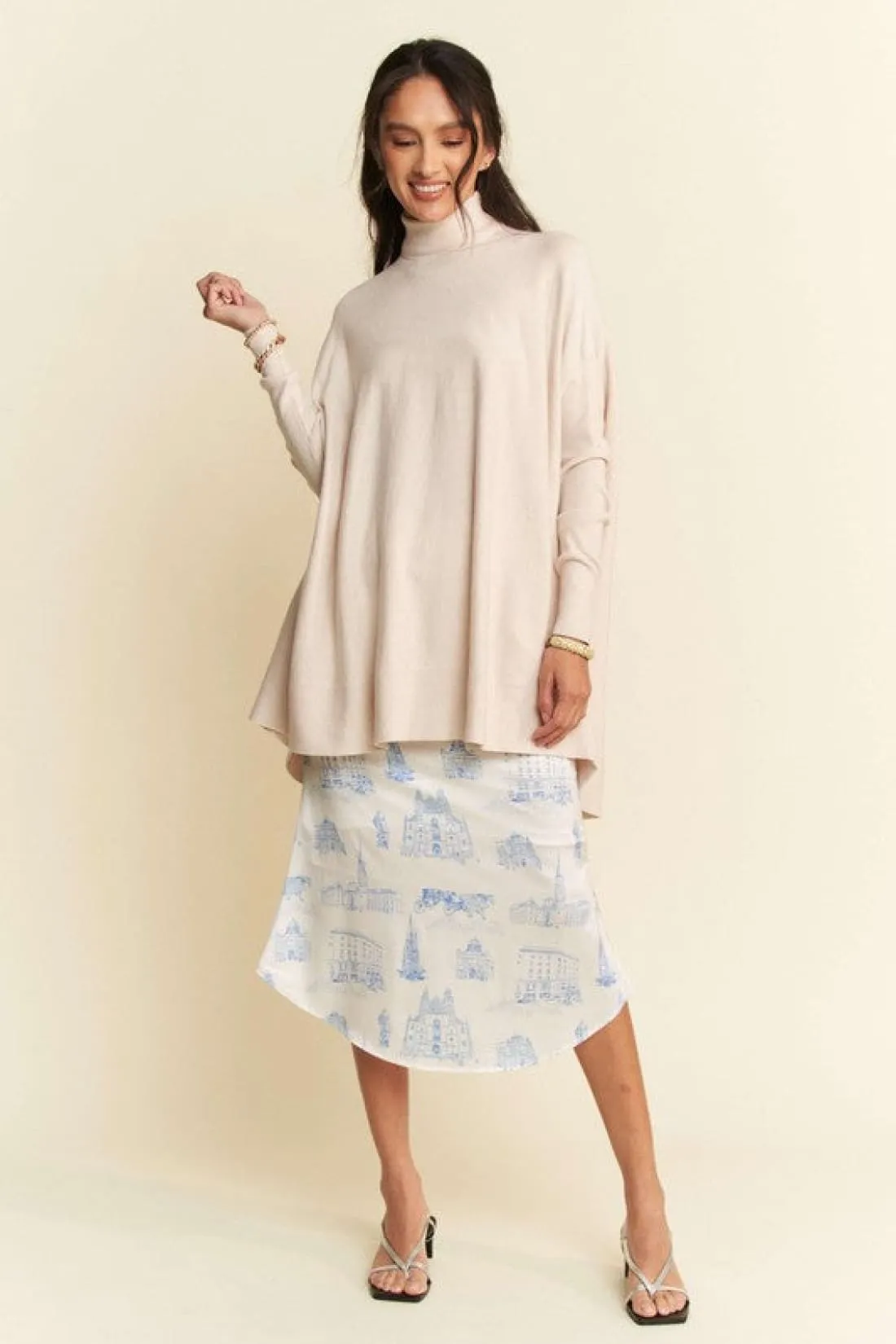 High-Low Turtleneck Tunic Top