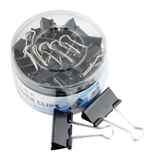 HOBULL 48Pcs Binder Clips 25mm Paper Clamps Paper Binder Clips Metal Fold Back Clips Box Office, School Home Supplies, Black