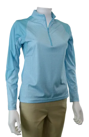 Horn Legend Gingham Print Turquoise Shirt | UPF 50