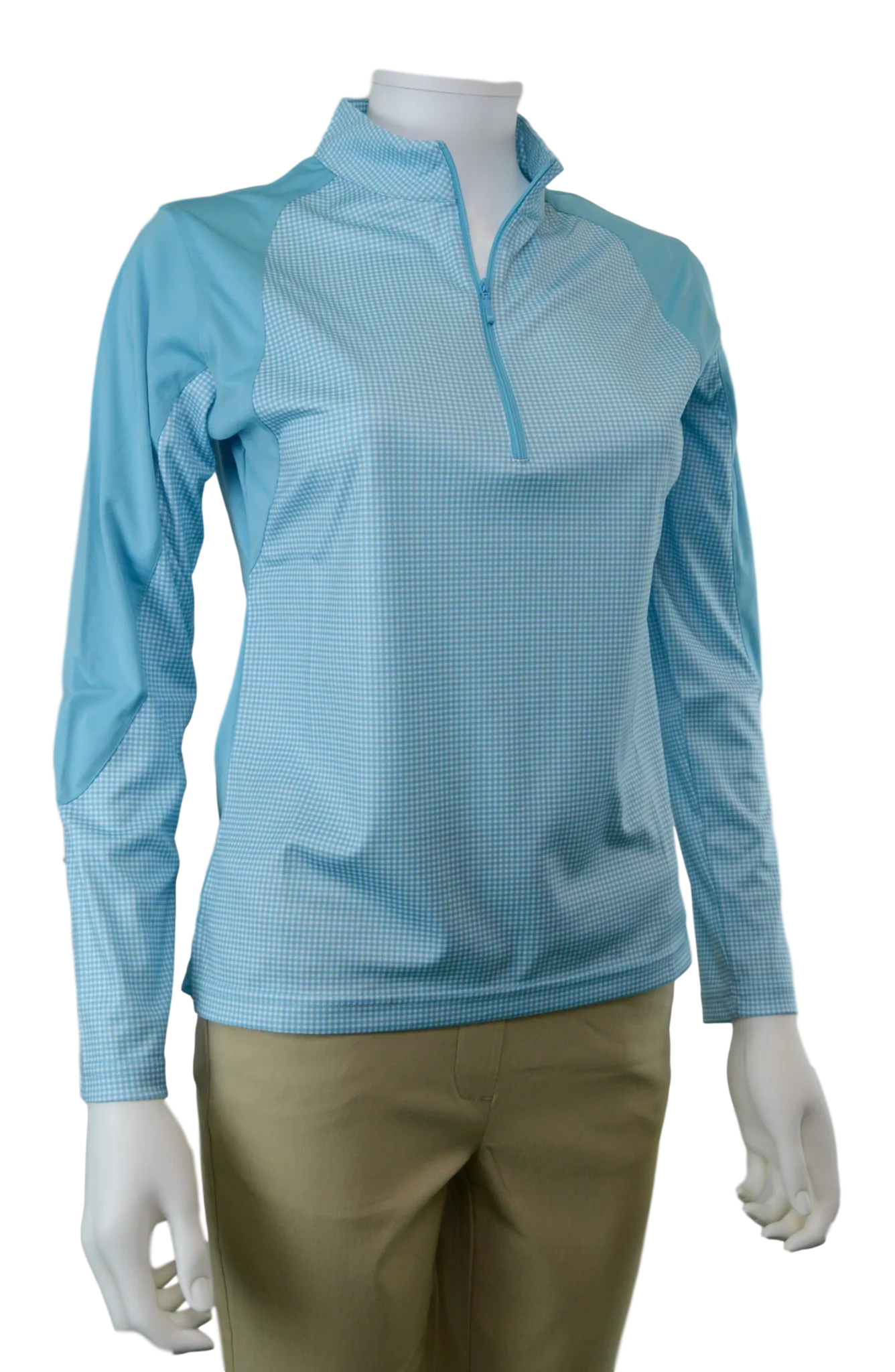 Horn Legend Gingham Print Turquoise Shirt | UPF 50