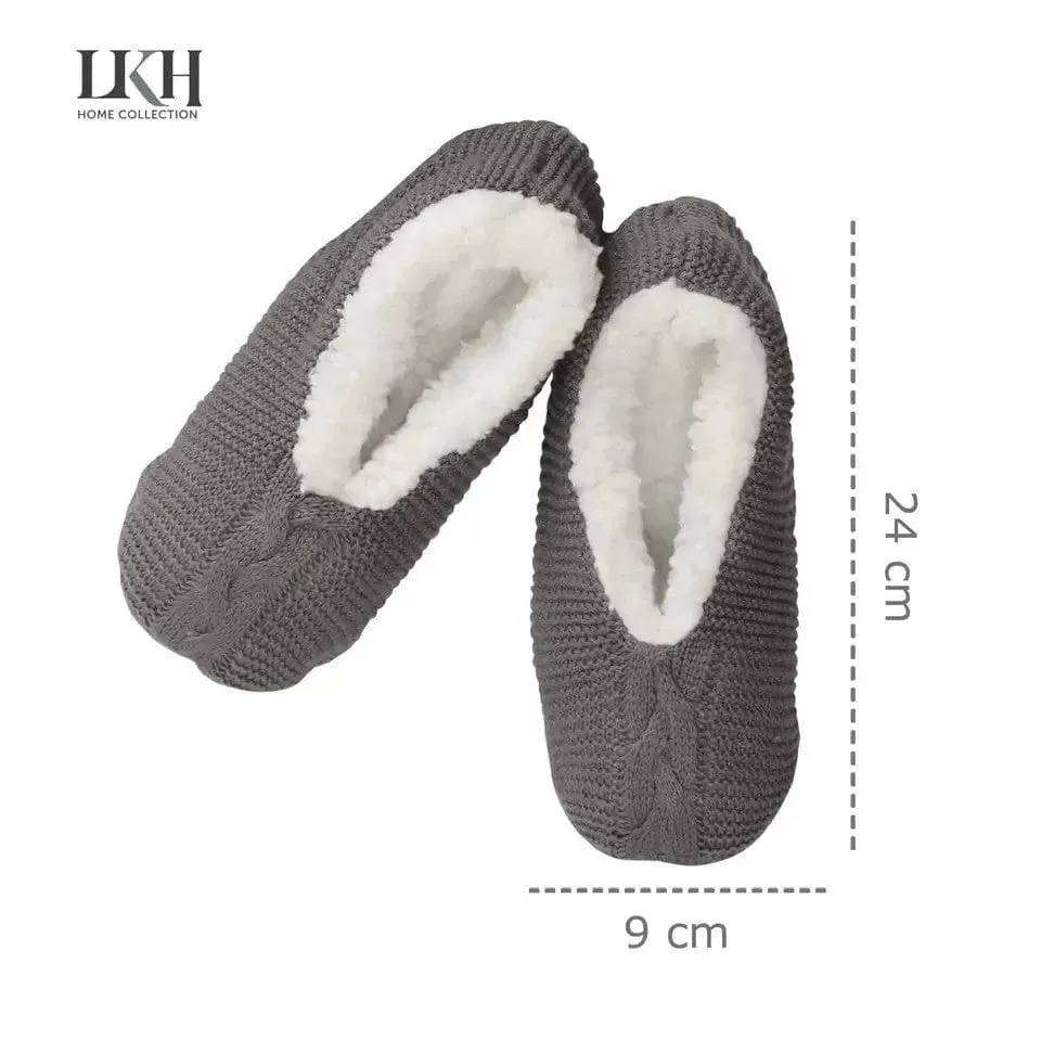 Hot Water Bottle & Slippers Gift Set Natural Rubber Grey Warm Knitted Cover