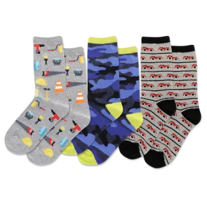 HOTSOX Kid's Tools 3 Pack Crew Socks