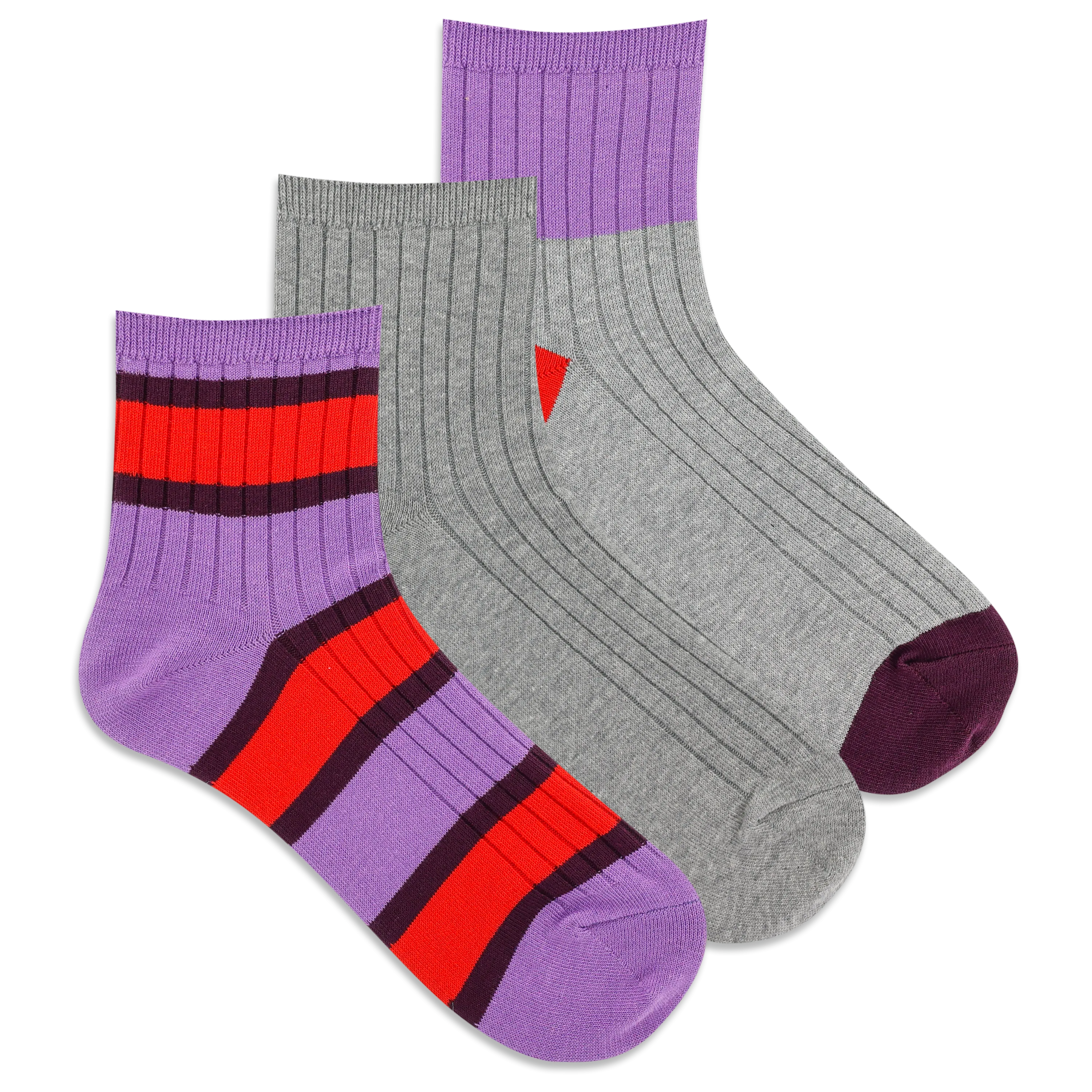 HOTSOX Women's Rib Stripe Anklet Sock 3 Pack