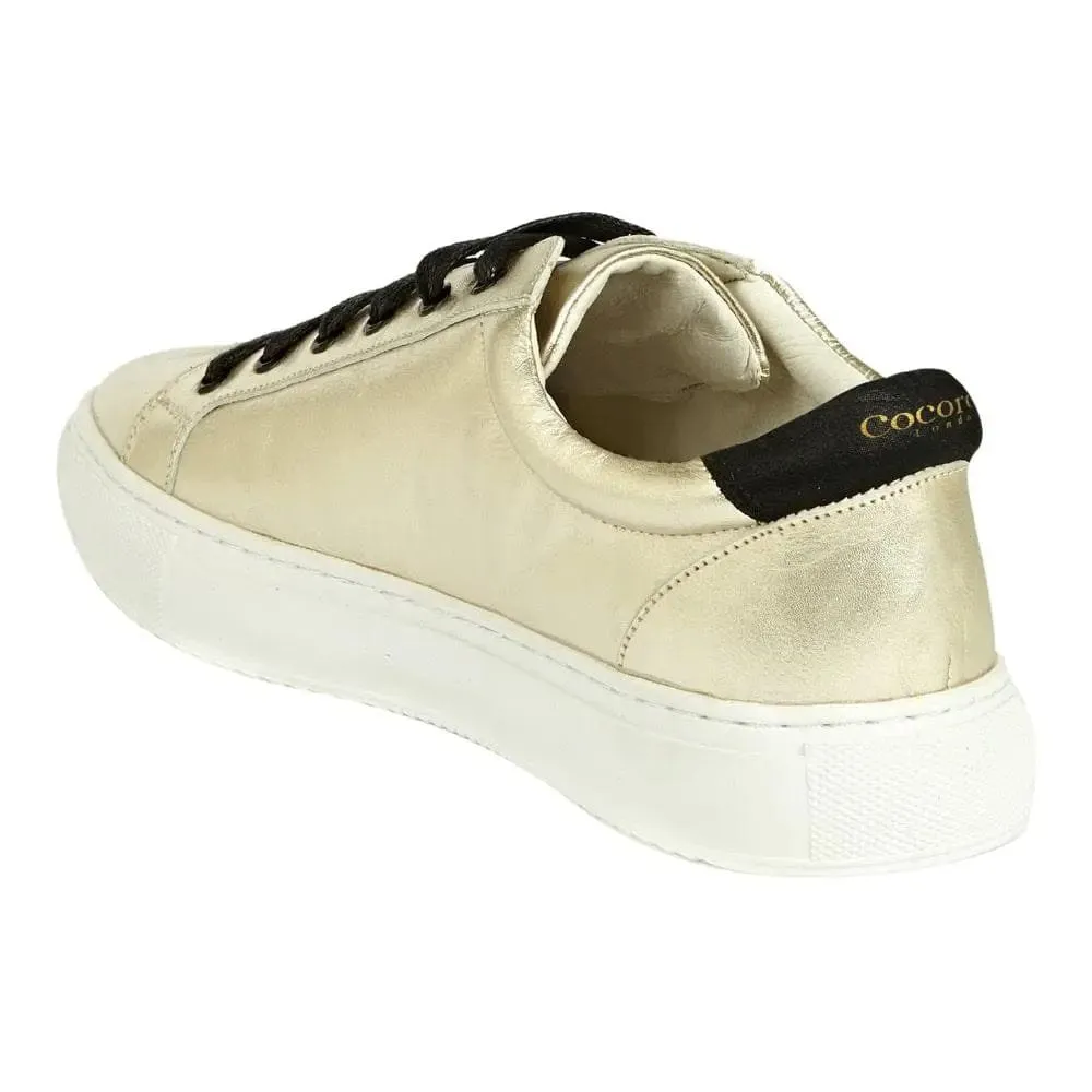 Hoxton - Gold with Black Stars Leather Trainers