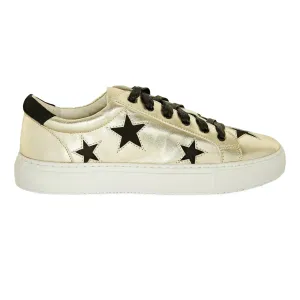 Hoxton - Gold with Black Stars Leather Trainers