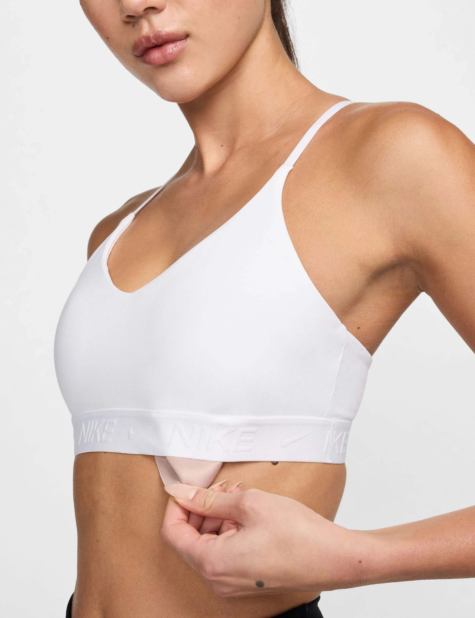 Indy Light Support Sports Bra - White/Stone Mauve