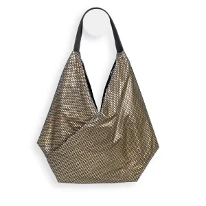 Inzu Bevel Tote in Black and Pale Gold Hive