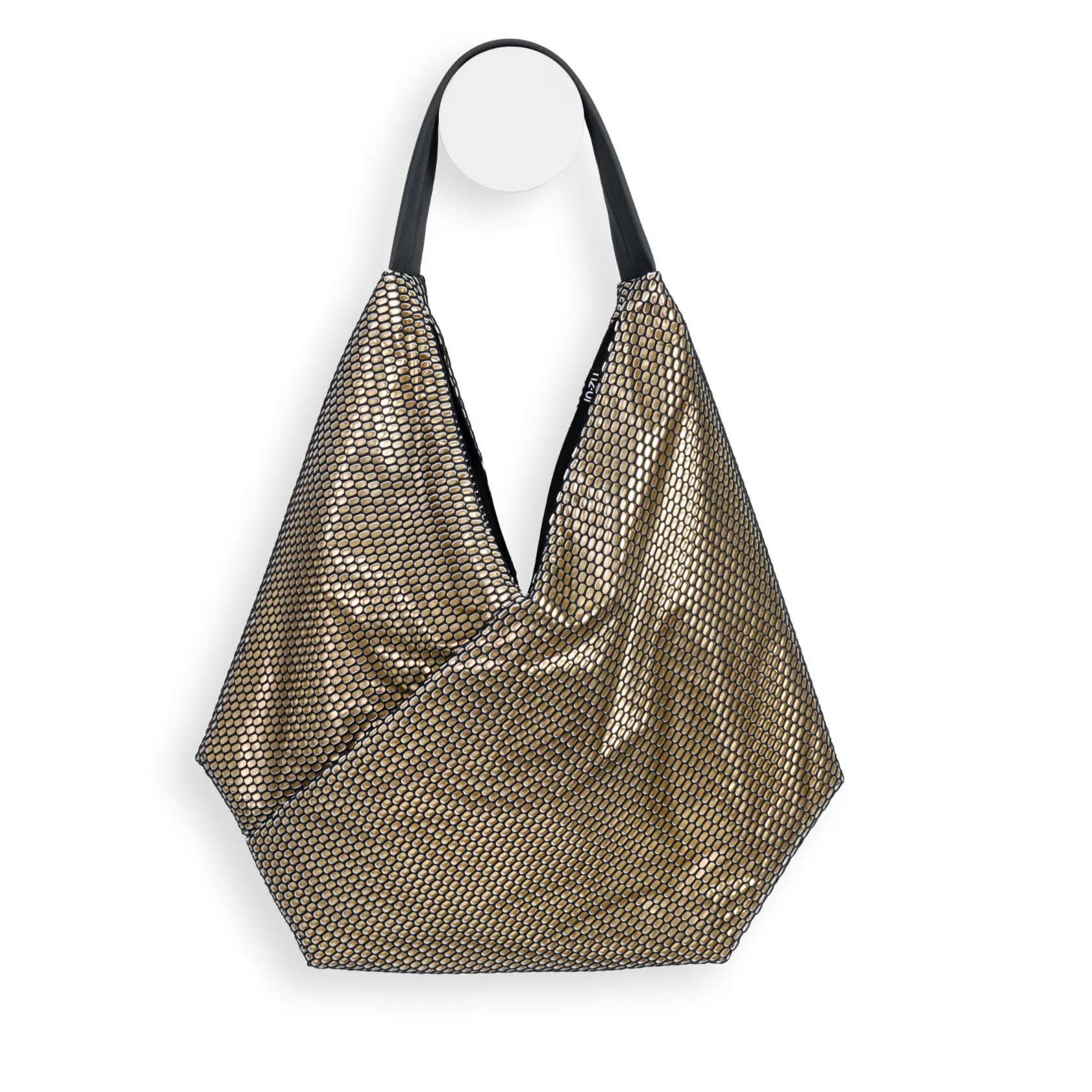Inzu Bevel Tote in Black and Pale Gold Hive