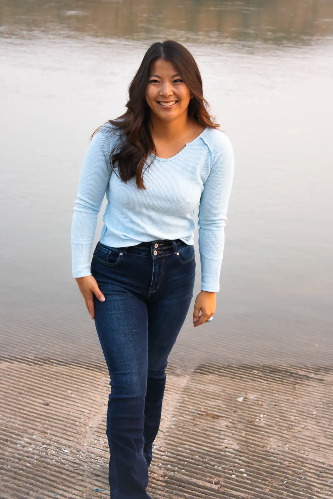 Ismay Sky Blue V-Neck Top