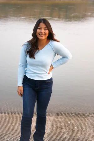 Ismay Sky Blue V-Neck Top