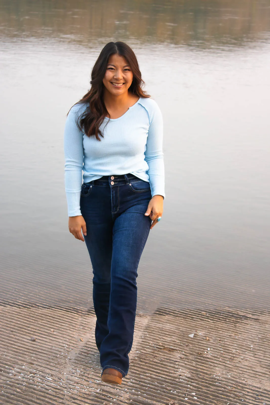 Ismay Sky Blue V-Neck Top